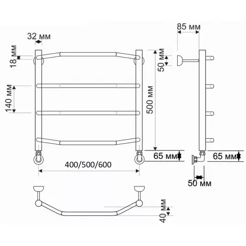 Полотенцесушитель латунный Secado Агата 1  водяной, бронза, Выбрать размер: 40х50, изображение 3