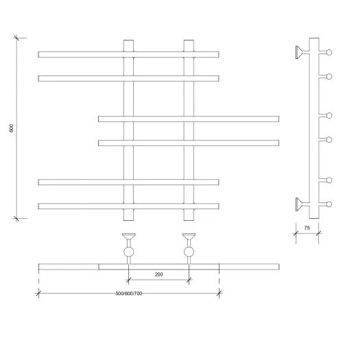 Полотенцесушитель Secado Турин 5 , водяной, хром, Выбрать размер: 50х60, изображение 6