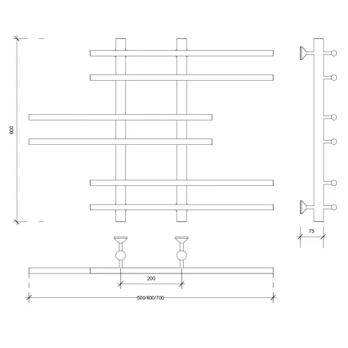 Полотенцесушитель Secado Турин 5 , водяной, хром, Выбрать размер: 50х60, изображение 7