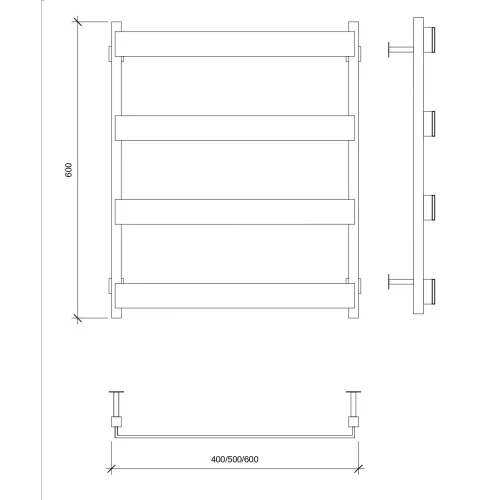 Полотенцесушитель Secado Кродо  водяной, ЧЕРНЫЙ МАТОВЫЙ, Выбрать размер: 40х60, изображение 5