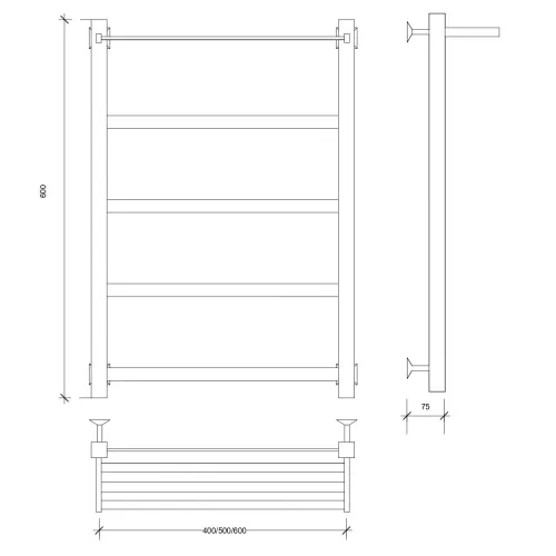 Полотенцесушитель Secado Корсико 1 СП, с полочкой , водяной, хром, Выбрать цвет: Хром, Выбрать размер: 40х60, изображение 2