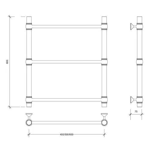 Полотенцесушитель Secado Флоренция 1 , водяной, хром, Выбрать размер: 40x60, изображение 4