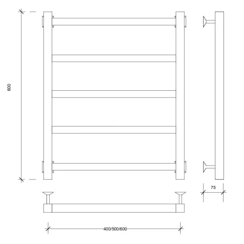 Полотенцесушитель Secado Корато 1 водяной, ЧЕРНЫЙ МАТОВЫЙ, Выбрать цвет: Черный, Выбрать размер: 40х60, изображение 2