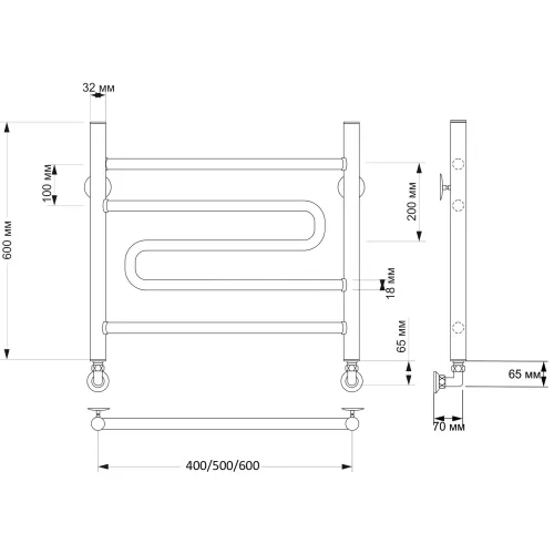 Полотенцесушитель латунный Secado Валенсия 2 водяной, бронза, Выбрать размер: 40х60, изображение 3