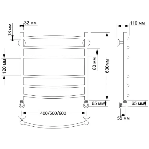 Полотенцесушитель латунный Secado Милан 3  водяной, бронза, Выбрать размер: 40х60, изображение 3