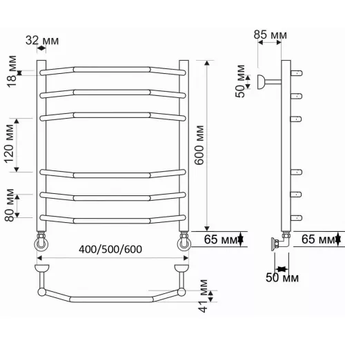 Полотенцесушитель латунный Secado Агата 2  водяной, бронза, Выбрать размер: 40х60, изображение 3