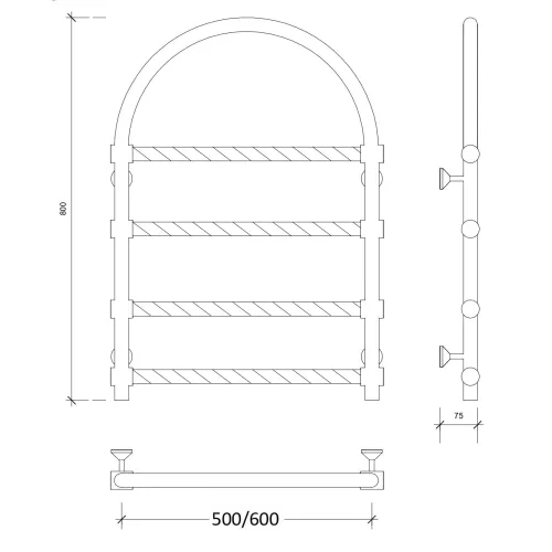 Полотенцесушитель латунный Secado Римини 2 Trenza  водяной, бронза, Выбрать размер: 50х80, изображение 4
