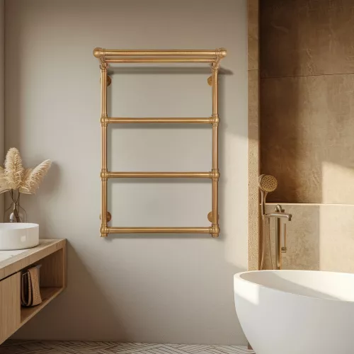 Полотенцесушитель латунный Secado Фалерони 2 с полочкой, водяной, бронза, Выбрать размер: 80х80, изображение 2