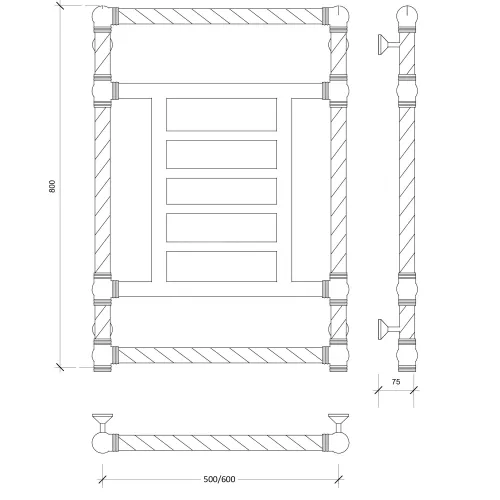 Полотенцесушитель латунный Secado Фалерони 3 Trenza водяной, бронза, Выбрать размер: 50х80, изображение 4
