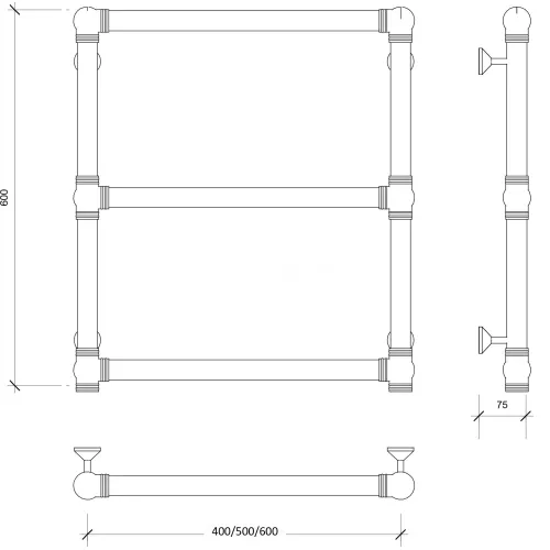 Полотенцесушитель латунный Secado Фалерони 1 водяной, бронза, Выбрать размер: 40х60, изображение 4