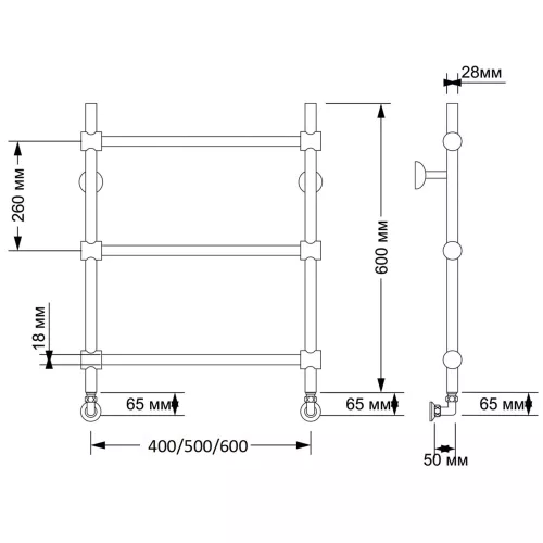 Полотенцесушитель латунный Secado Флоренция 2 водяной, бронза, Выбрать размер: 40х60, изображение 4