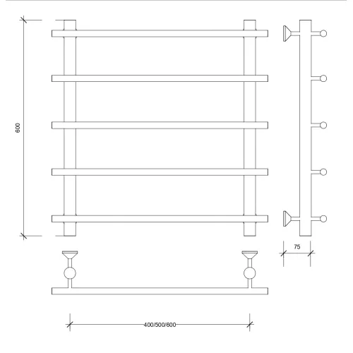 Полотенцесушитель латунный Secado Турин 1  водяной, бронза, Выбрать размер: 40х60, изображение 3