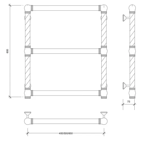 Полотенцесушитель латунный Secado Фалерони 1 Trenza водяной, бронза, Выбрать размер: 40х60, изображение 5