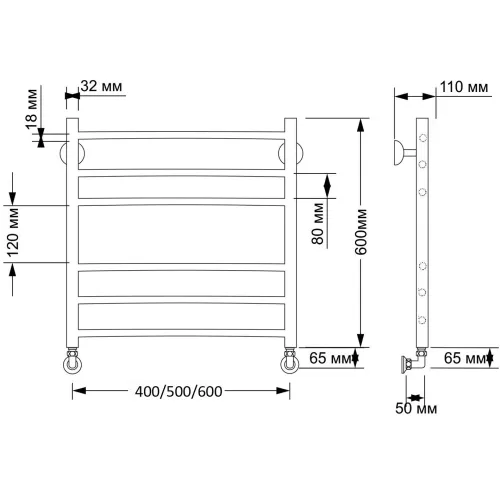Полотенцесушитель латунный Secado Триада 3  водяной, бронза, Выбрать размер: 40х60, изображение 2
