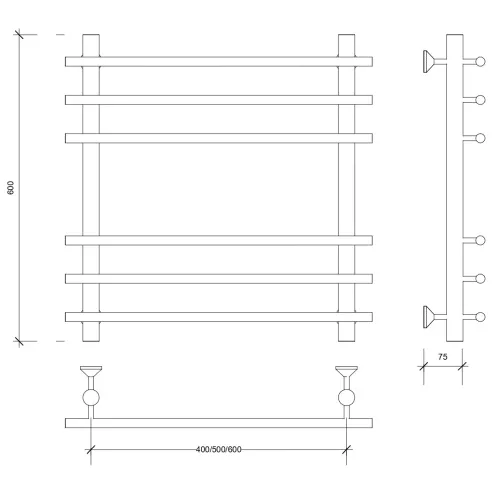 Полотенцесушитель латунный Secado Турин плюс водяной, бронза, Выбрать размер: 40х60, изображение 5