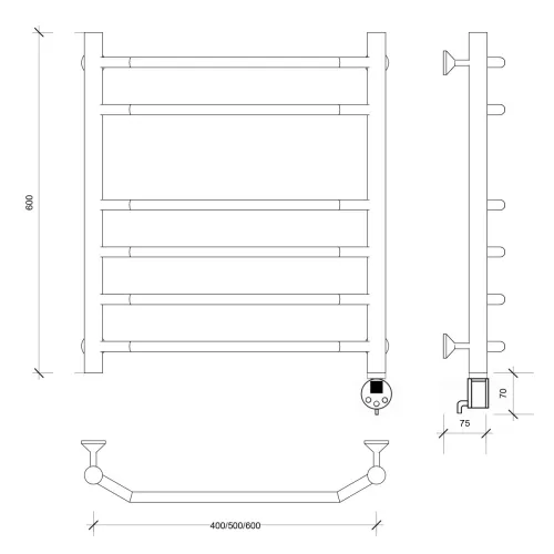 Полотенцесушитель Secado Агата 5 электрический L/R хром, Выбрать размер: 60х40, Ориентация: левая, изображение 5