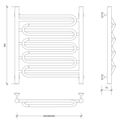 Полотенцесушитель Secado Валенсия 3 электрический L/R  хром, Выбрать размер: 40х60, Ориентация: левая, изображение 6