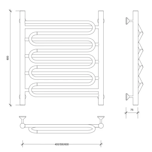 Полотенцесушитель Secado Валенсия 3 электрический L/R  хром, Выбрать размер: 40х60, Ориентация: левая, изображение 5