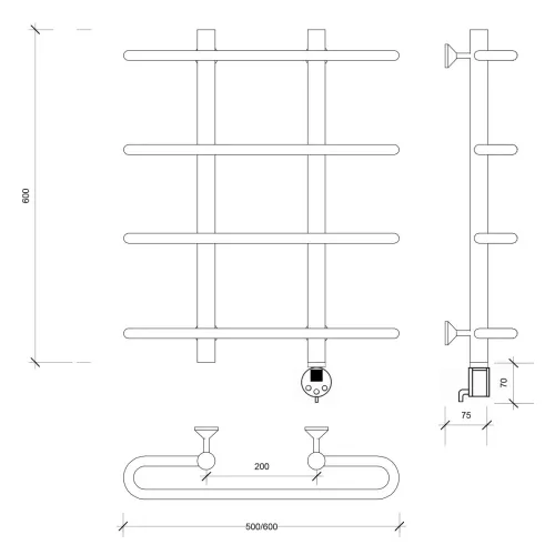 Полотенцесушитель Secado Венеция 1 электрический L/R хром, Выбрать размер: 50х60, Ориентация: левая, изображение 5