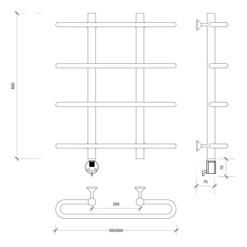 Полотенцесушитель Secado Венеция 1 электрический L/R хром, Выбрать размер: 50х60, Ориентация: левая, изображение 4