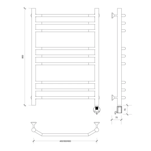 Полотенцесушитель Secado Агата 3  электрический L/R хром, Выбрать размер: 40х60, Ориентация: левая, изображение 5