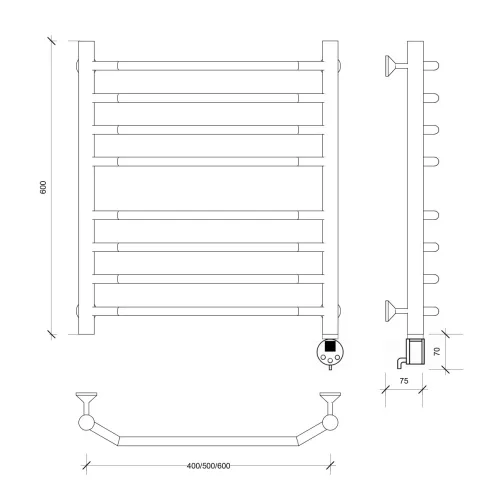 Полотенцесушитель Secado Агата 4  электрический L/R  хром, Выбрать размер: 40х60, Ориентация: левая, изображение 7
