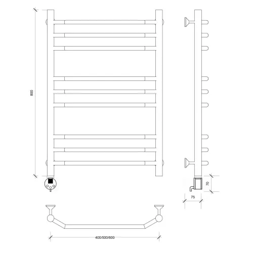 Полотенцесушитель Secado Агата 3  электрический L/R хром, Выбрать размер: 40х60, Ориентация: левая, изображение 4