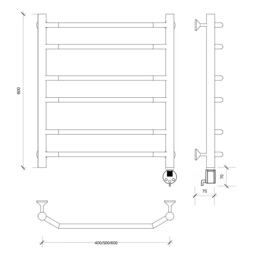 Полотенцесушитель Secado Агата 2  электрический L/R  хром, Выбрать размер: 40х60, Ориентация: левая, изображение 5