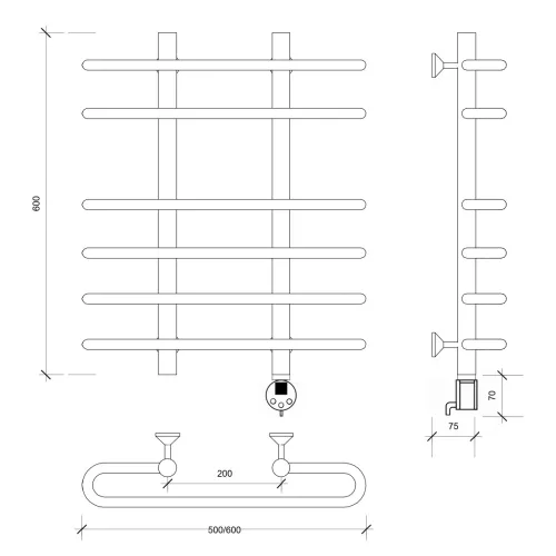 Полотенцесушитель Secado Венеция 5  электрический L/R хром, Выбрать размер: 50х60, Ориентация: левая, изображение 4