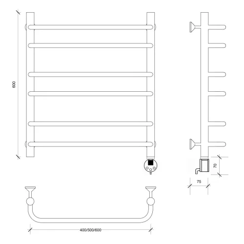 Полотенцесушитель Secado Мерида 2 электрический L/R хром, Выбрать размер: 40х60, Ориентация: левая, изображение 6