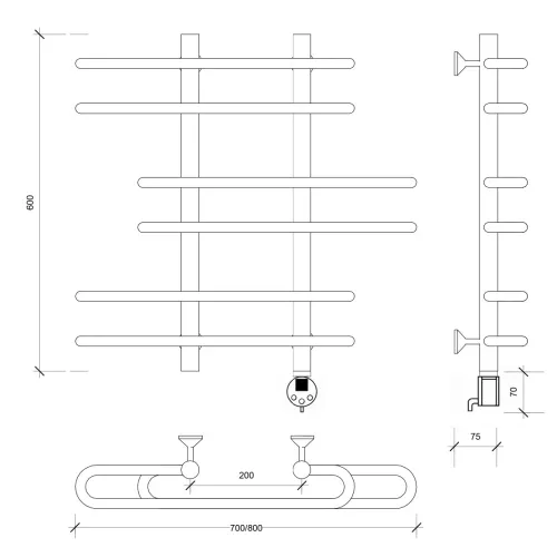 Полотенцесушитель Secado Венеция 6 электрический L/R  хром, Выбрать размер: 70х60, Ориентация: левая, изображение 5