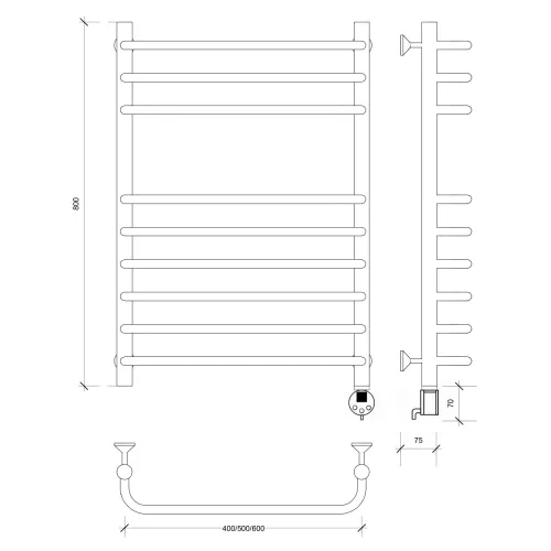 Полотенцесушитель Secado Мерида 5  электрический L/R  хром, Выбрать размер: 40х60, Ориентация: левая, изображение 5