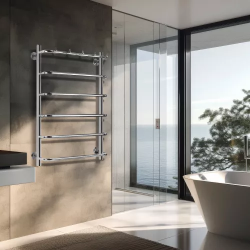 Полотенцесушитель Secado Мерида 1 К, с крючками, электрический L/R хром, Выбрать размер: 40х60, Ориентация: левая, изображение 2