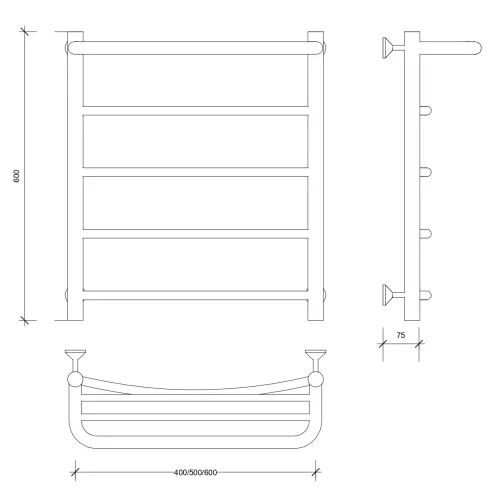 Полотенцесушитель Secado Милан 1 СП , с полочкой, электрический L/R хром, Выбрать размер: 40х60, Ориентация: левая, изображение 6