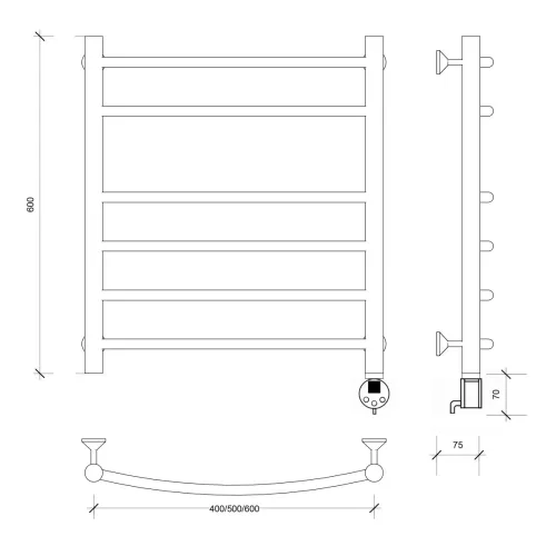 Полотенцесушитель Secado Милан 5 электрический L/R хром, Выбрать размер: 40х60, Ориентация: левая, изображение 5