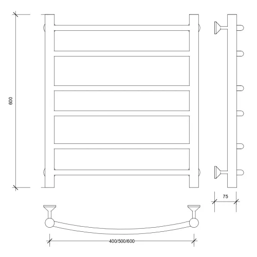 Полотенцесушитель Secado Милан 2 электрический L/R  хром, Выбрать размер: 40х60, Ориентация: левая, изображение 5