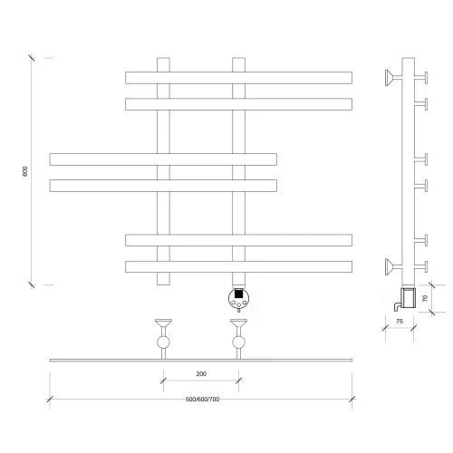 Полотенцесушитель Secado Понтида 6 электрический L/R  хром, Выбрать размер: 50х60, Ориентация: левая, изображение 6