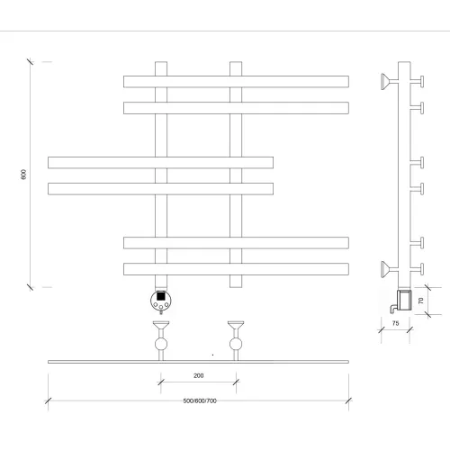 Полотенцесушитель Secado Понтида 6 электрический L/R  хром, Выбрать размер: 50х60, Ориентация: левая, изображение 5