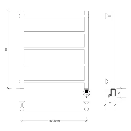 Полотенцесушитель Secado Триада 1 электрический L/R  хром, Выбрать размер: 40х60, Ориентация: левая, изображение 5