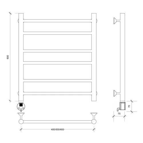 Полотенцесушитель Secado Триада 2 электрический L/R  хром, Выбрать размер: 40х60, Ориентация: левая, изображение 5