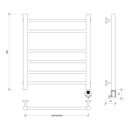 Полотенцесушитель Secado Триада 5  электрический L/R  хром, Выбрать размер: 40х60, Ориентация: левая, изображение 5