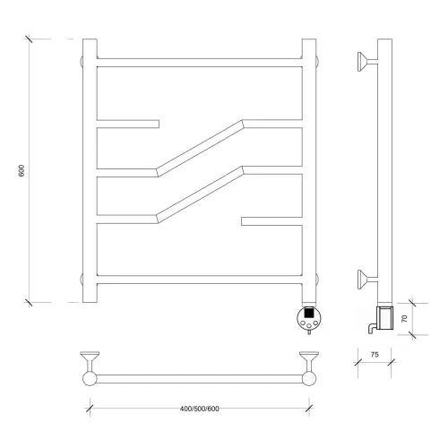 Полотенцесушитель Secado Риволи электрический L/R  хром, Выбрать размер: 40х60, Ориентация: левая, изображение 6