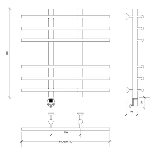 Полотенцесушитель Secado Турин 4 электрический L/R хром, Выбрать размер: 50х60, Ориентация: левая, изображение 5