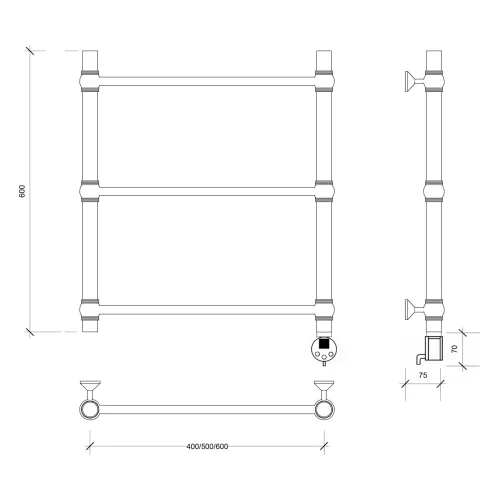 Полотенцесушитель Secado Флоренция 1 электрический L/R  хром, Выбрать размер: 40х60, Ориентация: левая, изображение 6