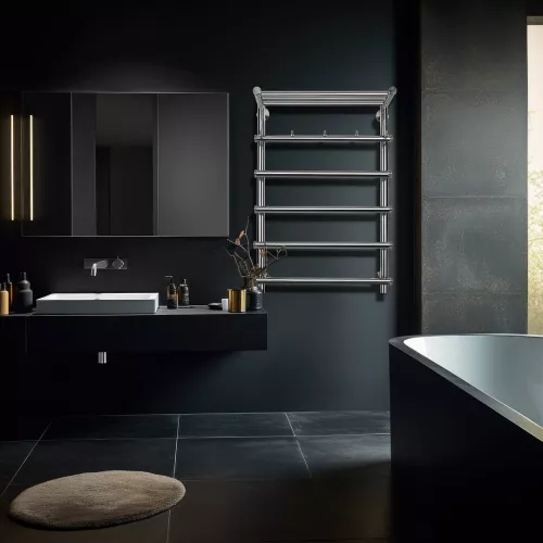 Полотенцесушитель Secado Турин 1 КСП, с крючками и полочкой,  электрический L/R  хром, Выбрать размер: 50х60, Ориентация: левая, изображение 2