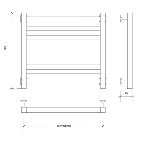 Полотенцесушитель Secado Корсико 3 электрический L/R хром, Выбрать размер: 40х60, Ориентация: левая, изображение 4