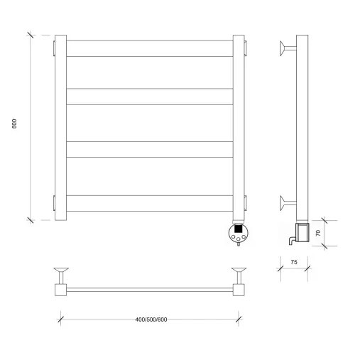 Полотенцесушитель Secado Комано 1 электрический L/R черный матовый, Выбрать размер: 40х60, Ориентация: левая, изображение 5