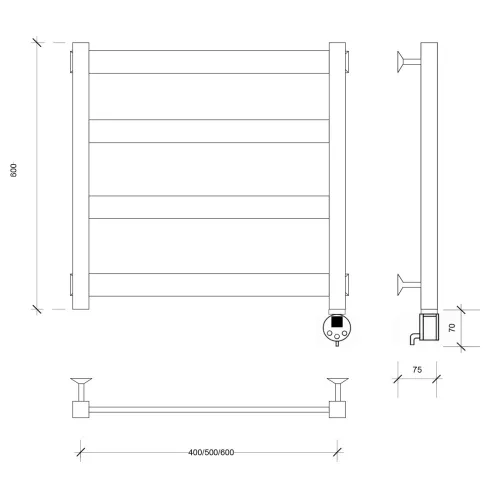 Полотенцесушитель Secado Комано 2 электрический L/R хром, Выбрать размер: 40х60, Ориентация: левая, изображение 5