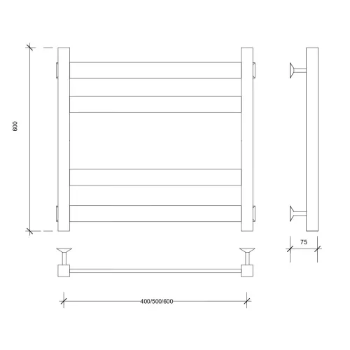 Полотенцесушитель Secado Комано 3  электрический L/R черный матовый, Выбрать размер: 40х60, Ориентация: левая, изображение 4