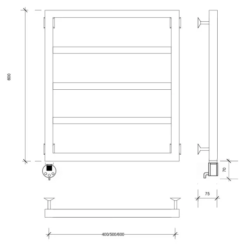 Полотенцесушитель Secado Парма 2  электрический L/R, Выбрать размер: 40х60, Ориентация: левая, изображение 5